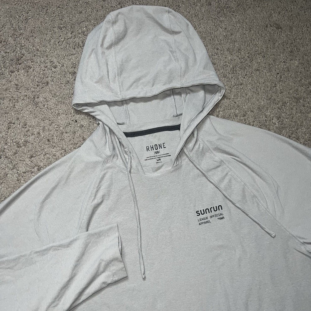 Rhone Reign Performance Hoodie Men L Heather Gray Lightweight Stretch Athletic